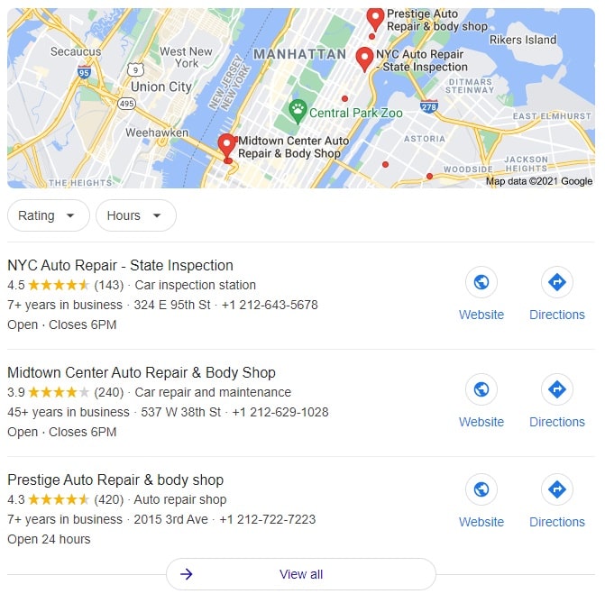 New York Auto Repair Search Results