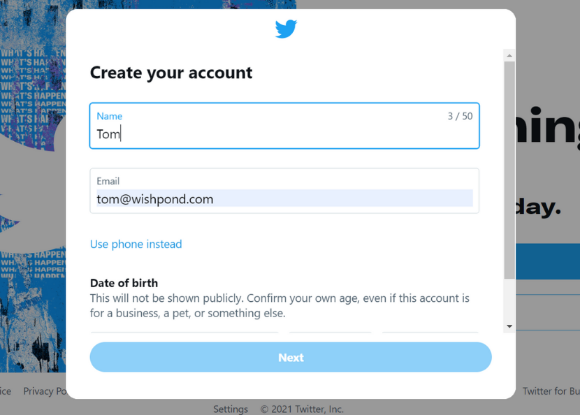 create a business account on twitter