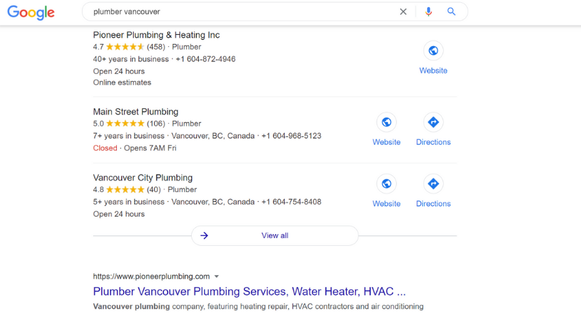 plumber Google