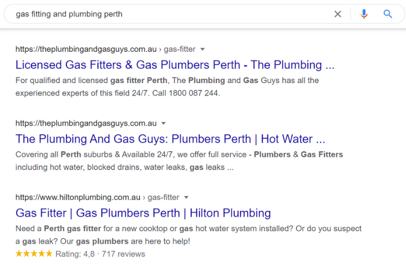 Google search plumber
