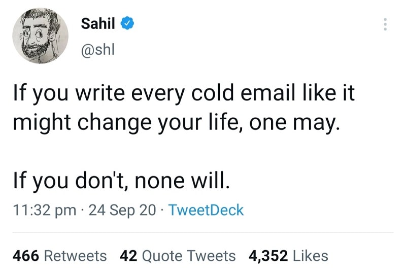 Cold Email Tweet Motivation
