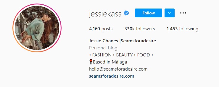 Jessie Chanes Instagram bio