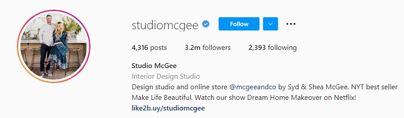 Studio McGee Instagram bio