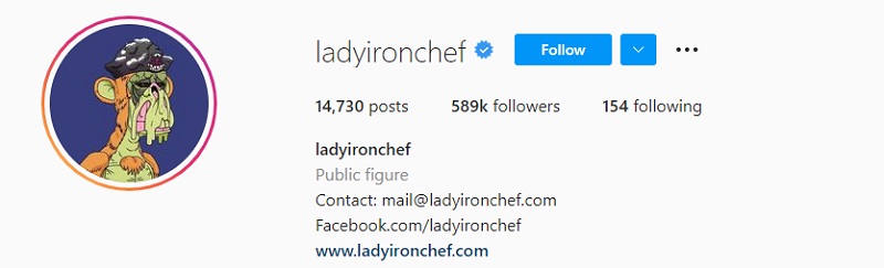 ladyironchef Instagram bio