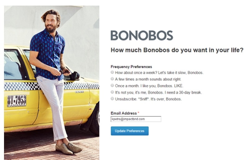 Bonobos Unsubscribe Frequency Downgrade Offer