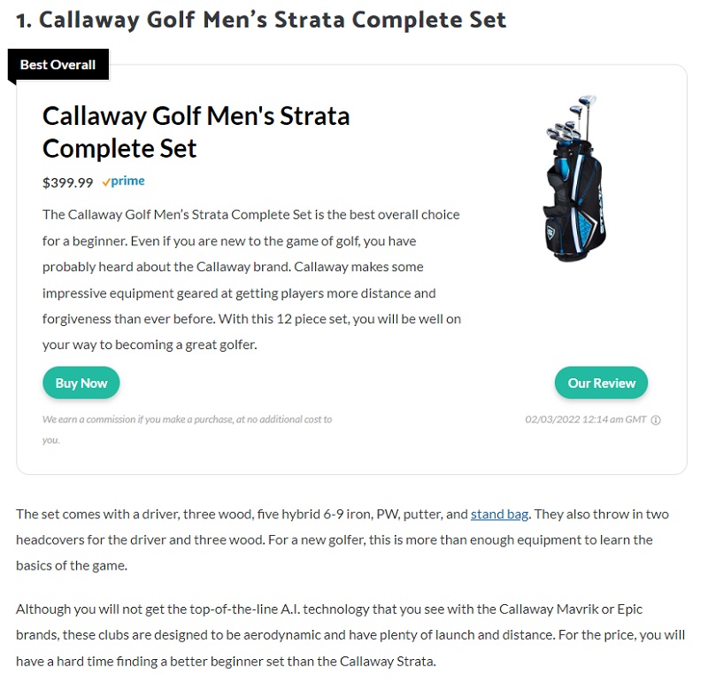Callaway Golf Set Product Review