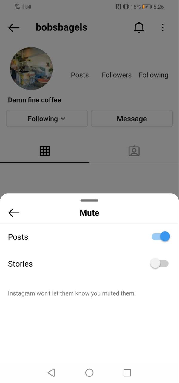 mute Instagram user