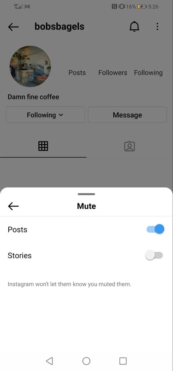 mute Instagram user