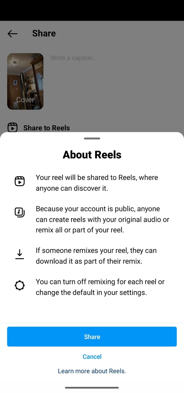 Share Instagram Reels