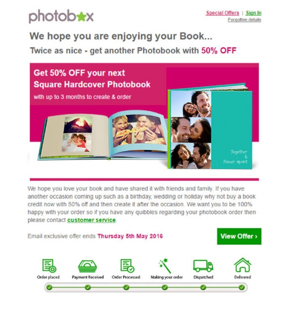 Photobox post-purchase discount