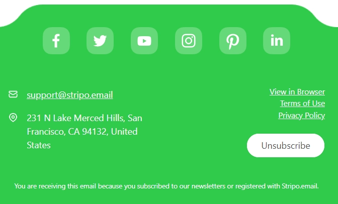 email unsubscribe button example